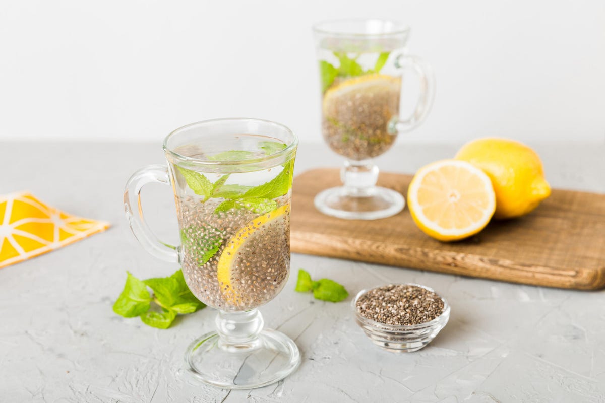 Chia seed water with lemon